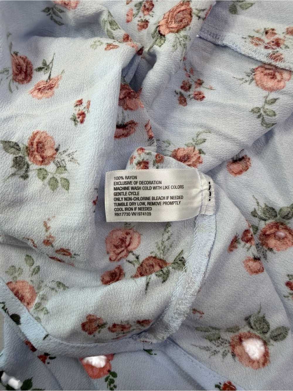 wild fable Cottagecore Blue Midi Dress with Red Rose Print - Picture 5 of 5